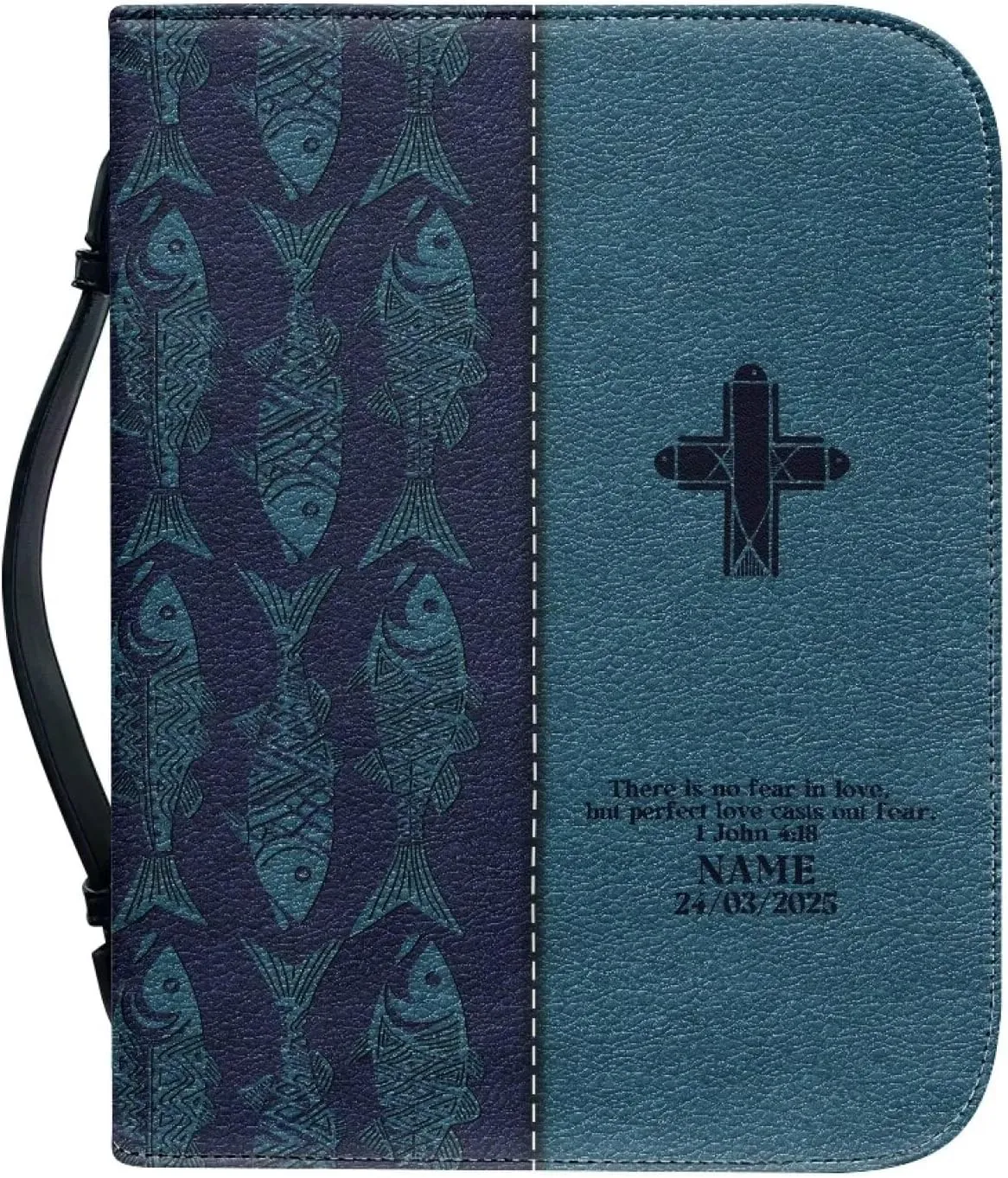 Purple Cross Womens Bible Study Case Leather Church Tote Bag for Prayer with Zipper and Handle Soft Journaling Storage Organizer Case Size M-2XL