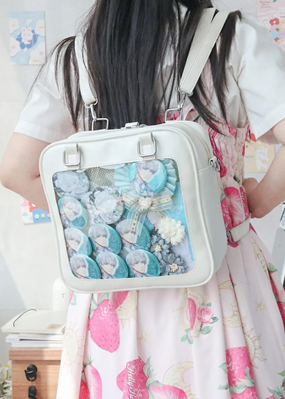 Purse and Backpack JK Uniform Messenger Bag Lolita Ita Handbag DIY Design Transparent Windows Shoulder Bag