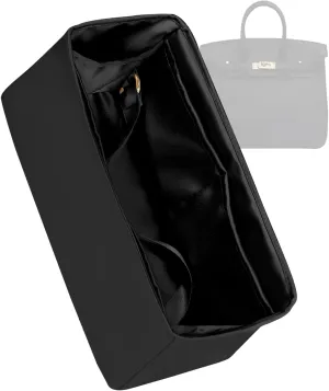 Purse Organizer for Birkin 20/25/30/35/40,Silky Smooth Insert,Lightweight Bag in Bag,Luxury Handbag Storage Accessories(Birkin 35,Black)