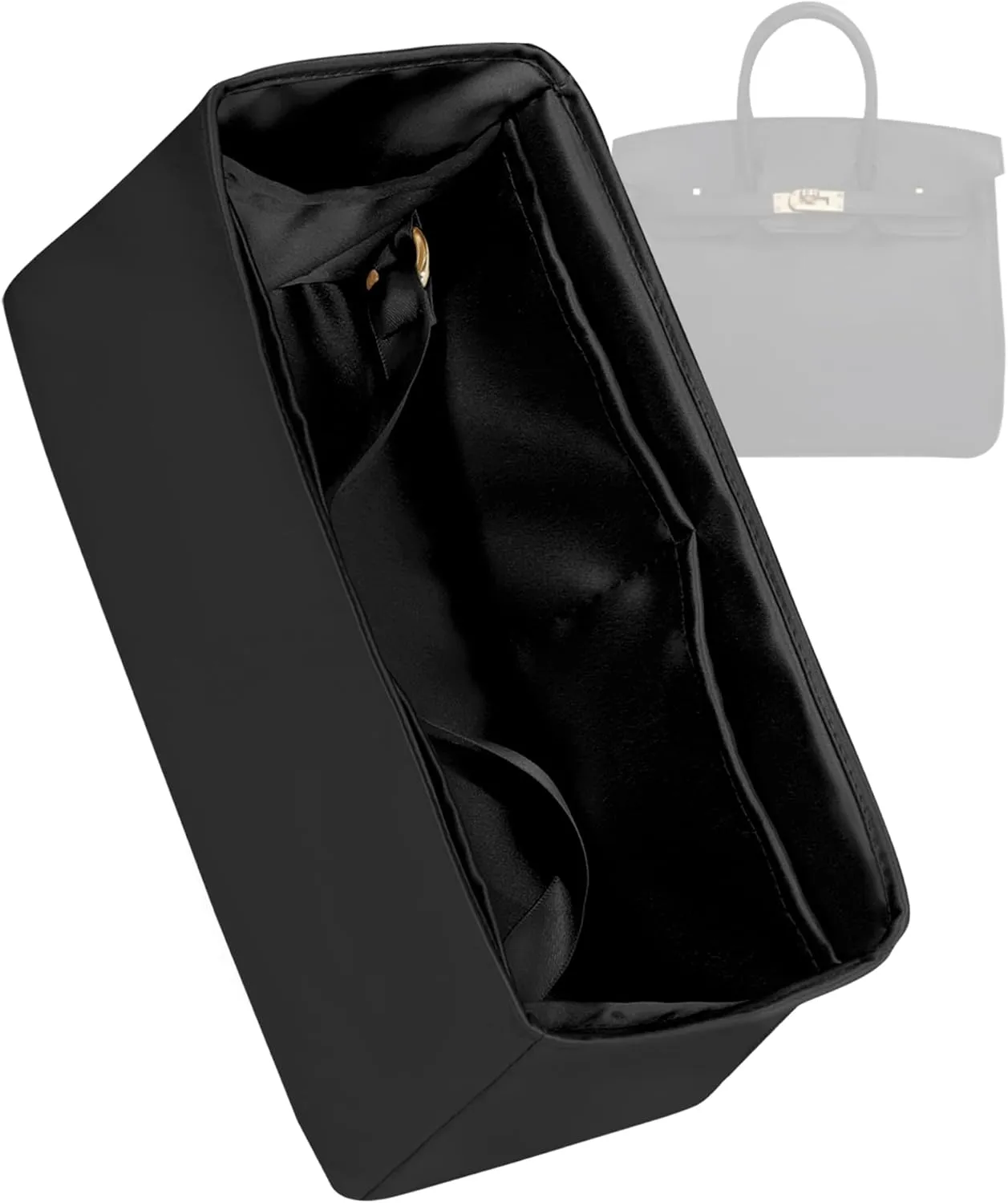 Purse Organizer for Birkin 20/25/30/35/40,Silky Smooth Insert,Lightweight Bag in Bag,Luxury Handbag Storage Accessories(Birkin 35,Black)