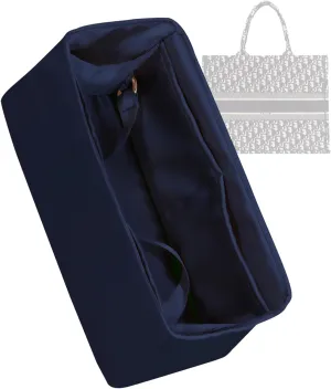 Purse Organizer for Dior Book Tote Mini/Small/Medium/Large,Silky Smooth Insert,Lightweight Bag in Bag,Luxury Handbag Storage Accessories(Medium,Blue Nuit)