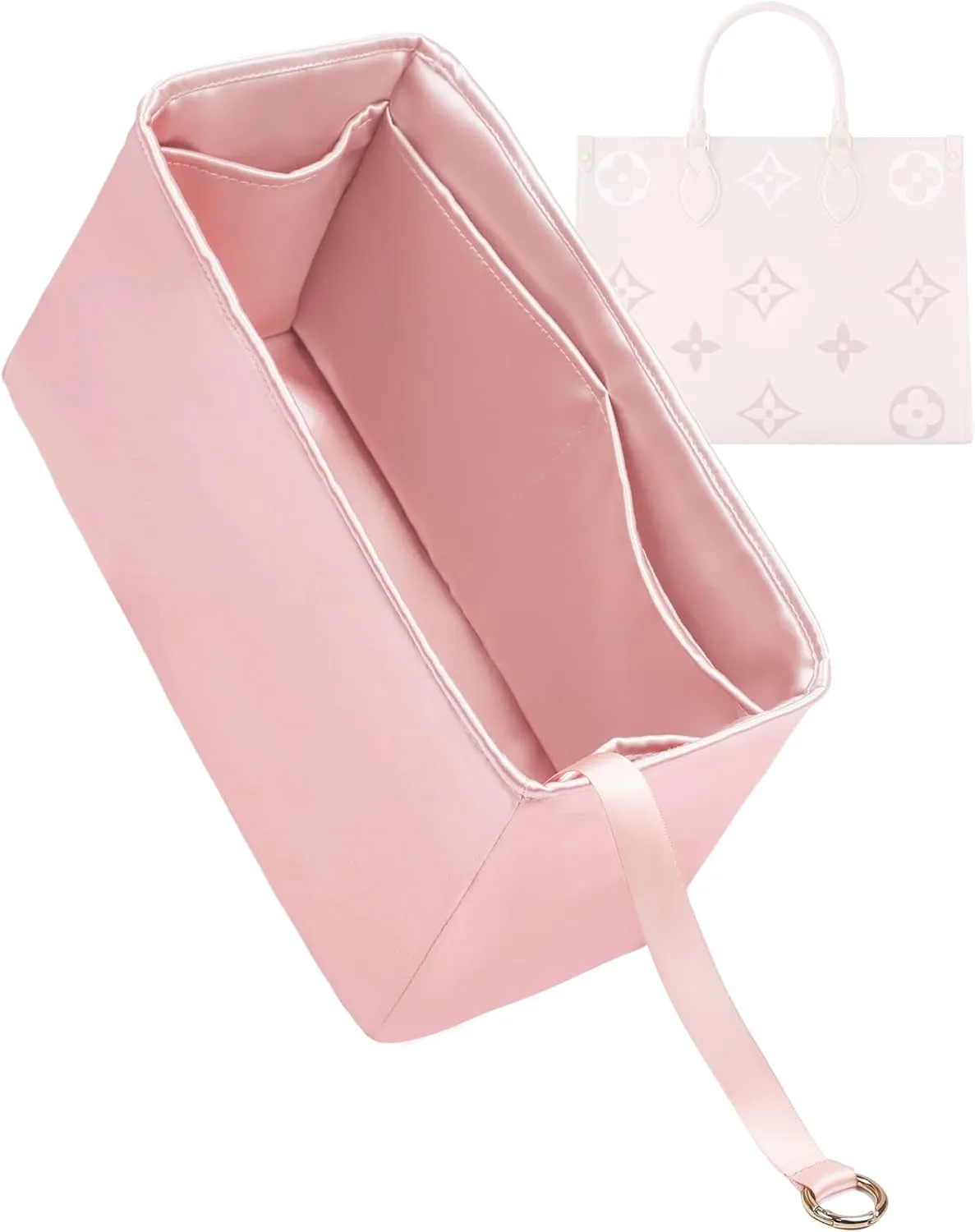 Purse Organizer for LV OnTheGo BB/PM/MM/GM,Silky Smooth Insert,Lightweight Bag in Bag,Luxury Handbag Storage Accessories(onthego GM,Bubblegum)