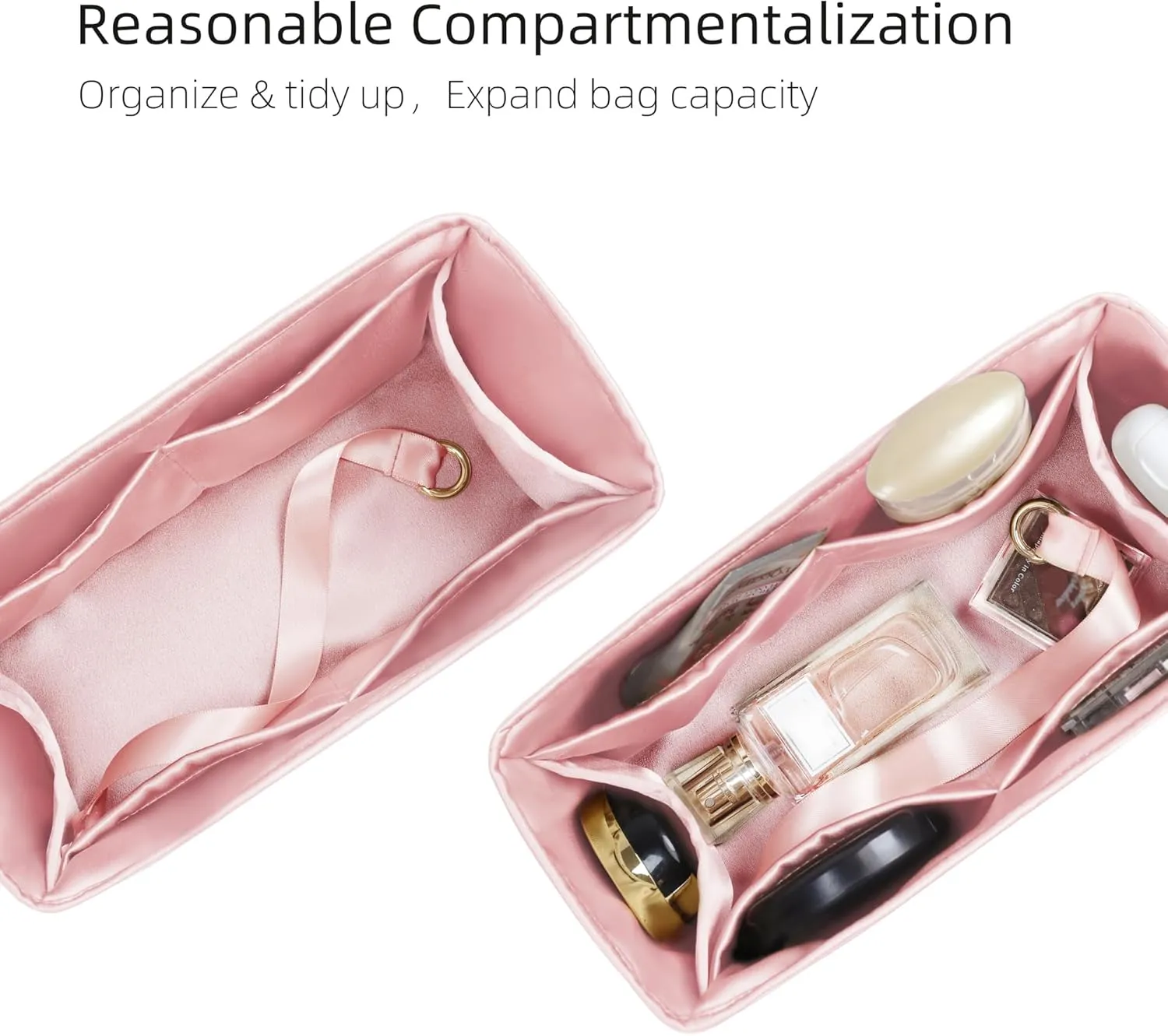 Purse Organizer for LV OnTheGo BB/PM/MM/GM,Silky Smooth Insert,Lightweight Bag in Bag,Luxury Handbag Storage Accessories(onthego GM,Bubblegum)