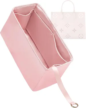 Purse Organizer for LV OnTheGo BB/PM/MM/GM,Silky Smooth Insert,Lightweight Bag in Bag,Luxury Handbag Storage Accessories(onthego GM,Bubblegum)