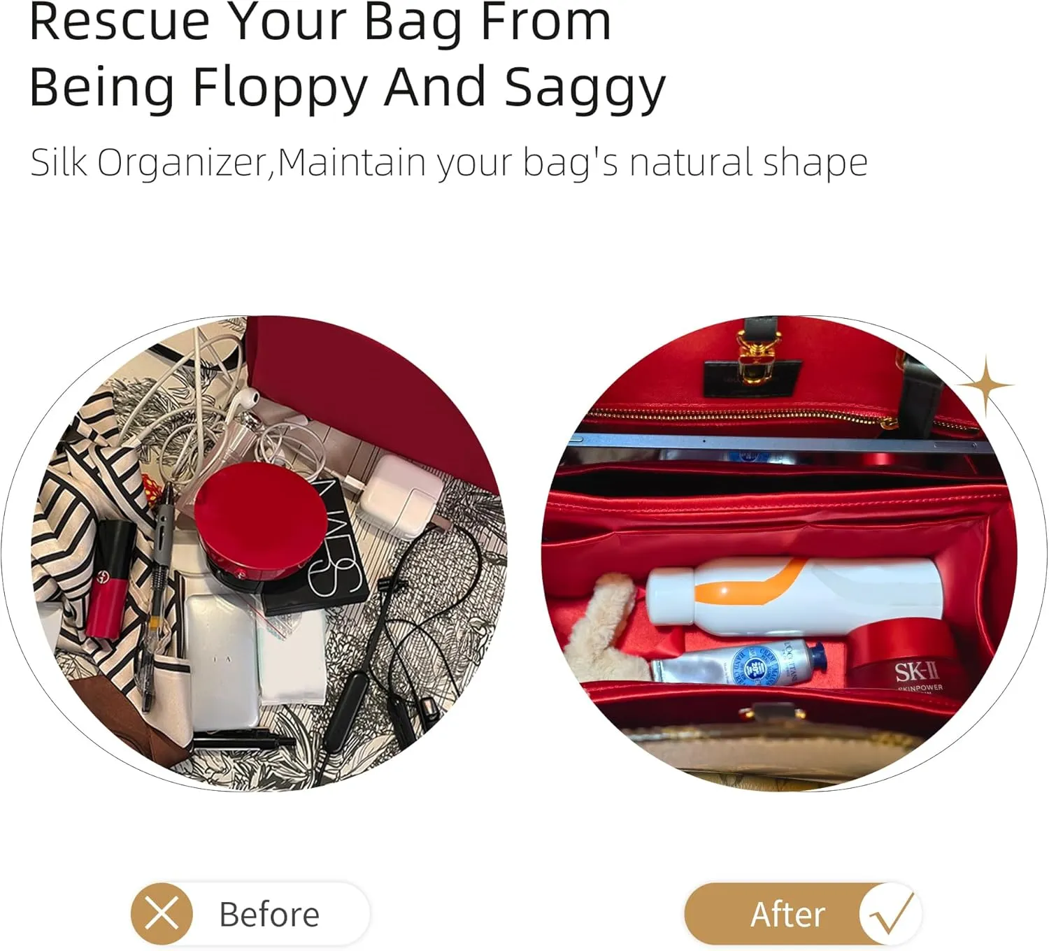 Purse Organizer for LV OnTheGo BB/PM/MM/GM,Silky Smooth Insert,Lightweight Bag in Bag,Luxury Handbag Storage Accessories(onthego GM,Etoupe Grey)