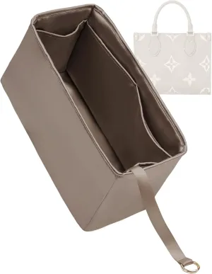 Purse Organizer for LV OnTheGo BB/PM/MM/GM,Silky Smooth Insert,Lightweight Bag in Bag,Luxury Handbag Storage Accessories(onthego GM,Etoupe Grey)