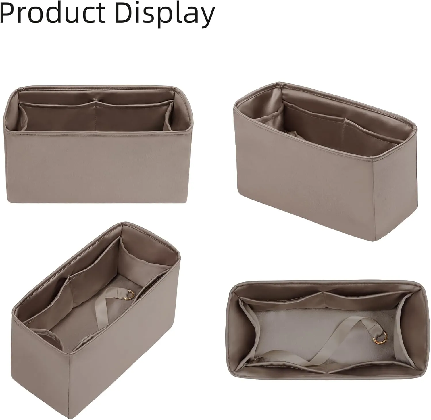 Purse Organizer for LV OnTheGo BB/PM/MM/GM,Silky Smooth Insert,Lightweight Bag in Bag,Luxury Handbag Storage Accessories(onthego GM,Etoupe Grey)