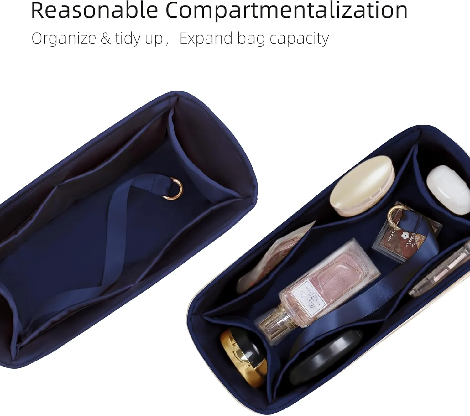 Purse Organizer for Mini Kelly 20/25/28/32/35/40/42/50,Silky Smooth Insert,Lightweight Bag in Bag,Luxury Handbag Storage Accessories(Kelly 25 Retourne,Blue Nuit)