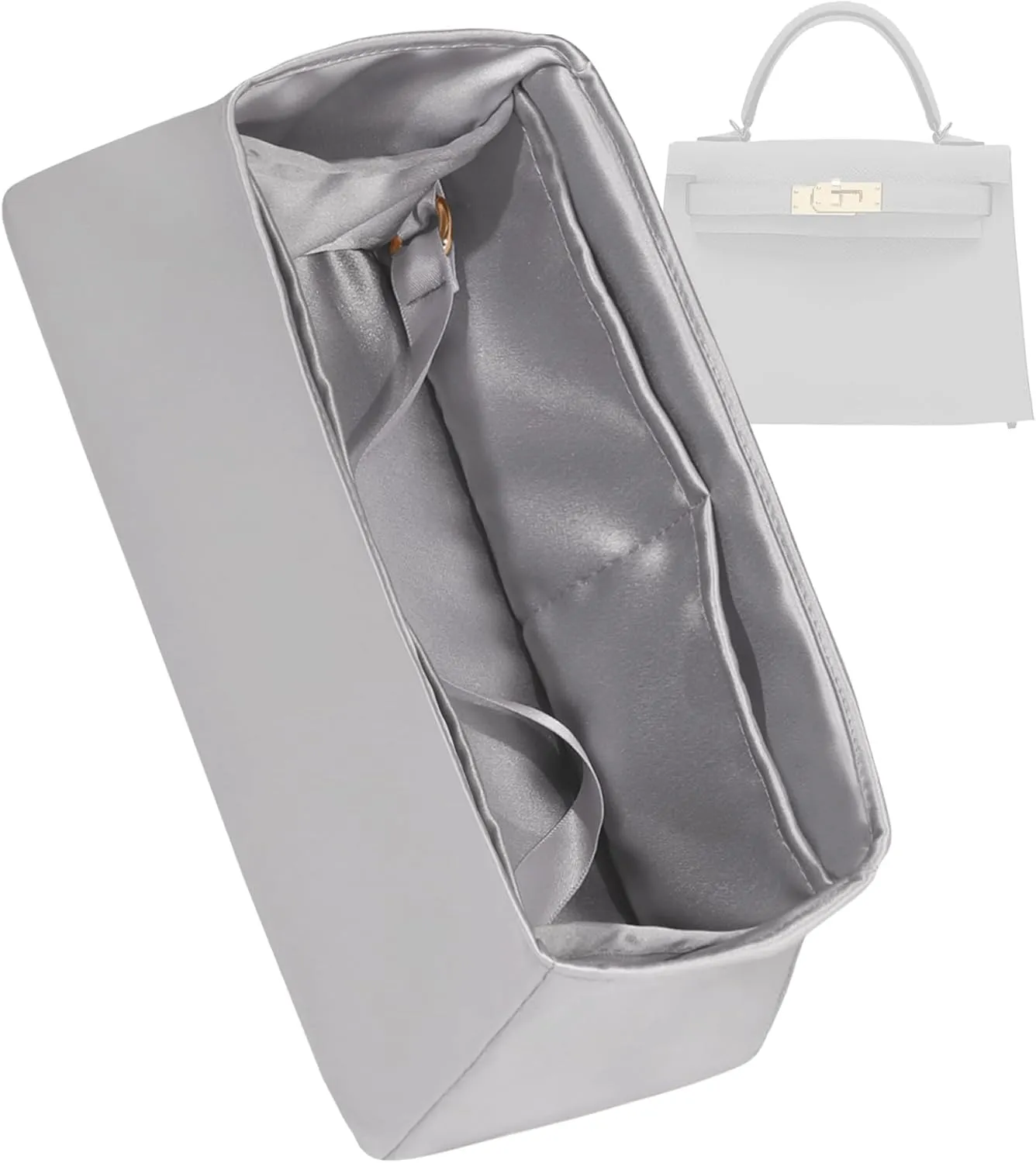 Purse Organizer for Mini Kelly 20/25/28/32/35/40/42/50,Silky Smooth Insert,Lightweight Bag in Bag,Luxury Handbag Storage Accessories(Kelly 25 Retourne,Gris Meyer)