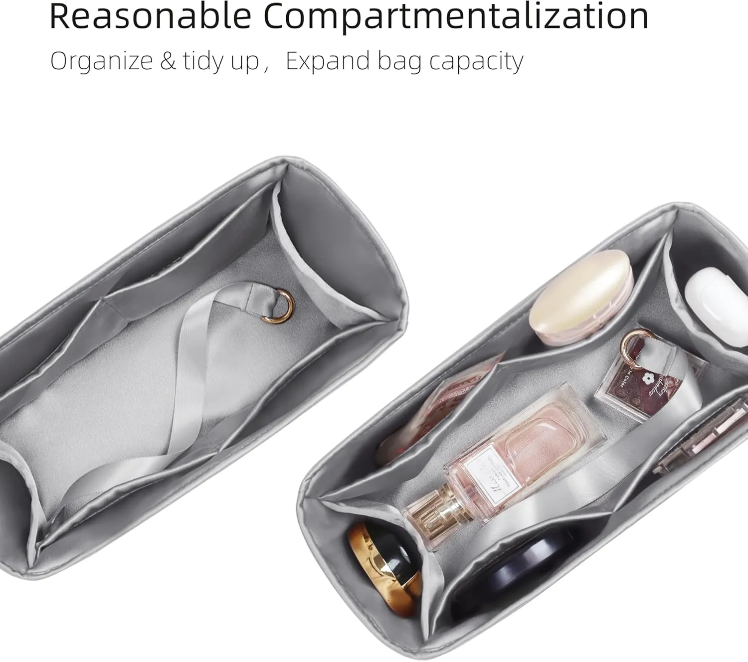 Purse Organizer for Mini Kelly 20/25/28/32/35/40/42/50,Silky Smooth Insert,Lightweight Bag in Bag,Luxury Handbag Storage Accessories(Kelly 25 Retourne,Gris Meyer)
