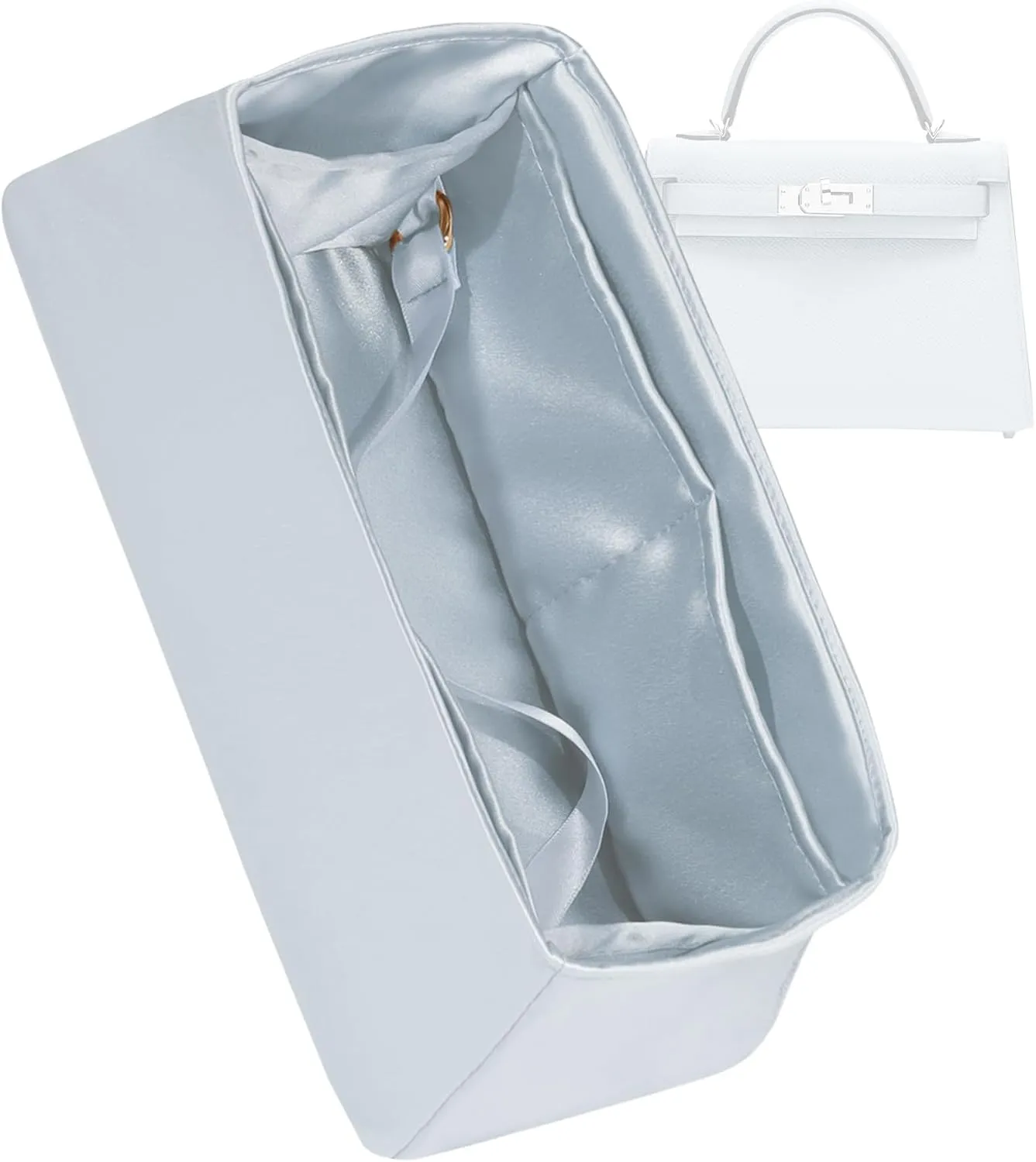 Purse Organizer for Mini Kelly 20/25/28/32/35/40/42/50,Silky Smooth Insert,Lightweight Bag in Bag,Luxury Handbag Storage Accessories(Kelly Pochette,Blue Pale)