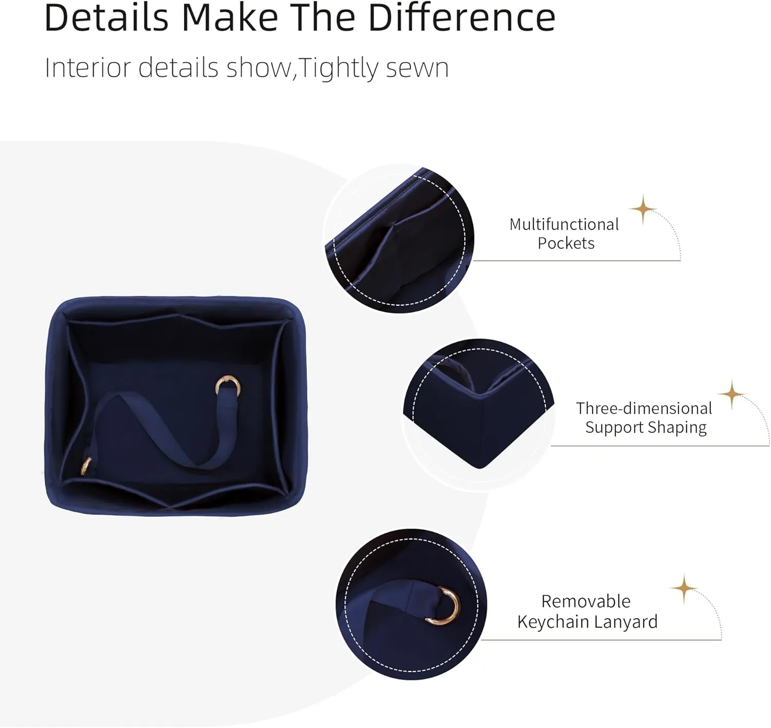 Purse Organizer for Picotin 18/22,Silky Smooth Insert,Lightweight Inside Bag,Luxury Handbag Storage(Picotin 14,Blue Nuit)