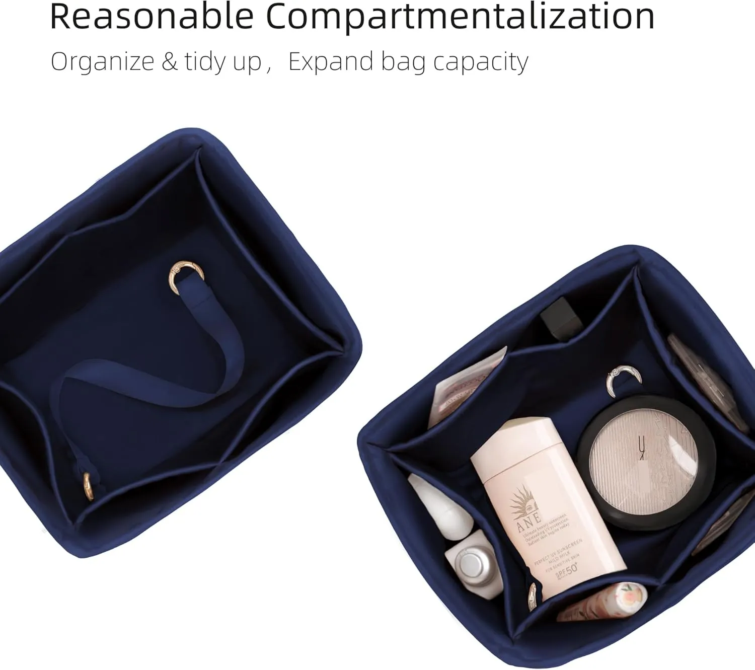 Purse Organizer for Picotin 18/22,Silky Smooth Insert,Lightweight Inside Bag,Luxury Handbag Storage(Picotin 14,Blue Nuit)
