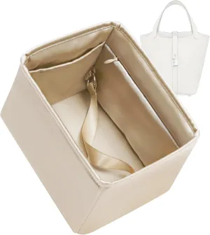 Purse Organizer for Picotin 18/22,Silky Smooth Insert,Lightweight Inside Bag,Luxury Handbag Storage(Picotin 18 with Zipper,Champagne)