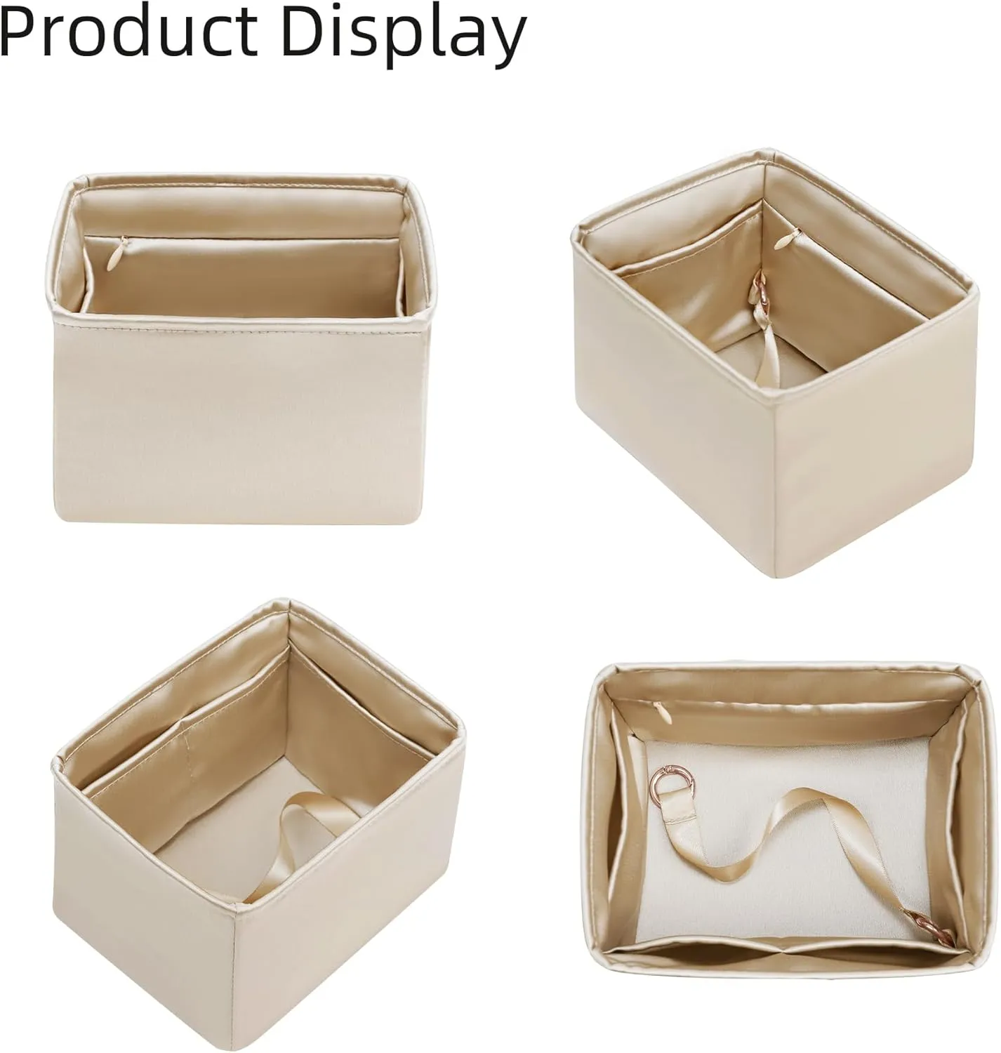 Purse Organizer for Picotin 18/22,Silky Smooth Insert,Lightweight Inside Bag,Luxury Handbag Storage(Picotin 18 with Zipper,Champagne)