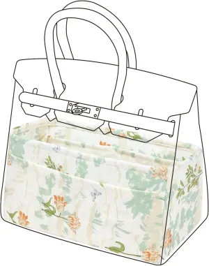 Purse Organizer Insert Fits Birkin Bags, Birkin 25 Bag insert, Silky Smooth Bag Organizer for Luxury Handbag Tote Shaper, Large capacity inner Bag (BK25, Orchid Grass)