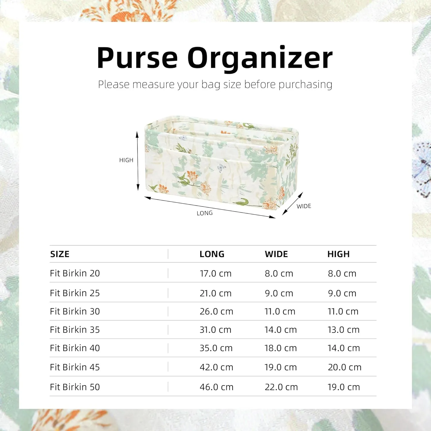 Purse Organizer Insert Fits Birkin Bags, Birkin 25 Bag insert, Silky Smooth Bag Organizer for Luxury Handbag Tote Shaper, Large capacity inner Bag (BK25, Orchid Grass)