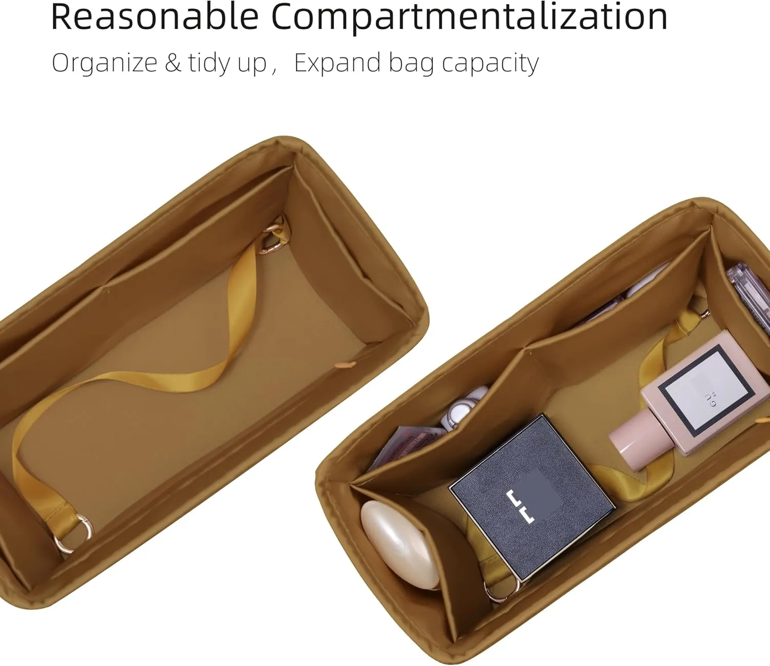 Purse Organizer with Zipper for Birkin 20/25/30/35/40,Silky Smooth Insert,Lightweight Bag in Bag,Luxury Handbag Storage Accessories(Birkin 25 with Zipper,Biscuit)
