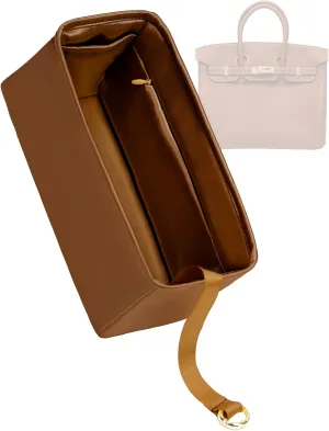 Purse Organizer with Zipper for Birkin 20/25/30/35/40,Silky Smooth Insert,Lightweight Bag in Bag,Luxury Handbag Storage Accessories(Birkin 25 with Zipper,Gold)