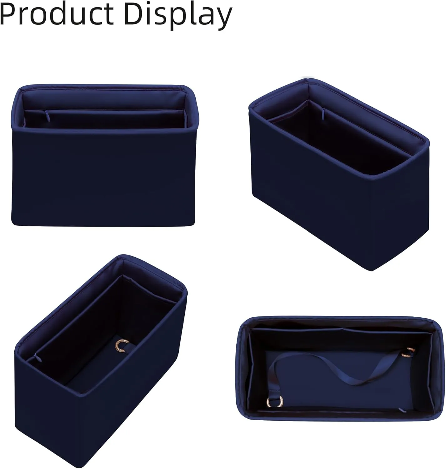 Purse Organizer with Zipper for Dior Book Tote Mini/Small/Medium/Large,Silky Smooth Insert,Lightweight Bag in Bag,Luxury Handbag Storage Accessories(Large with Zipper,Blue Nuit)