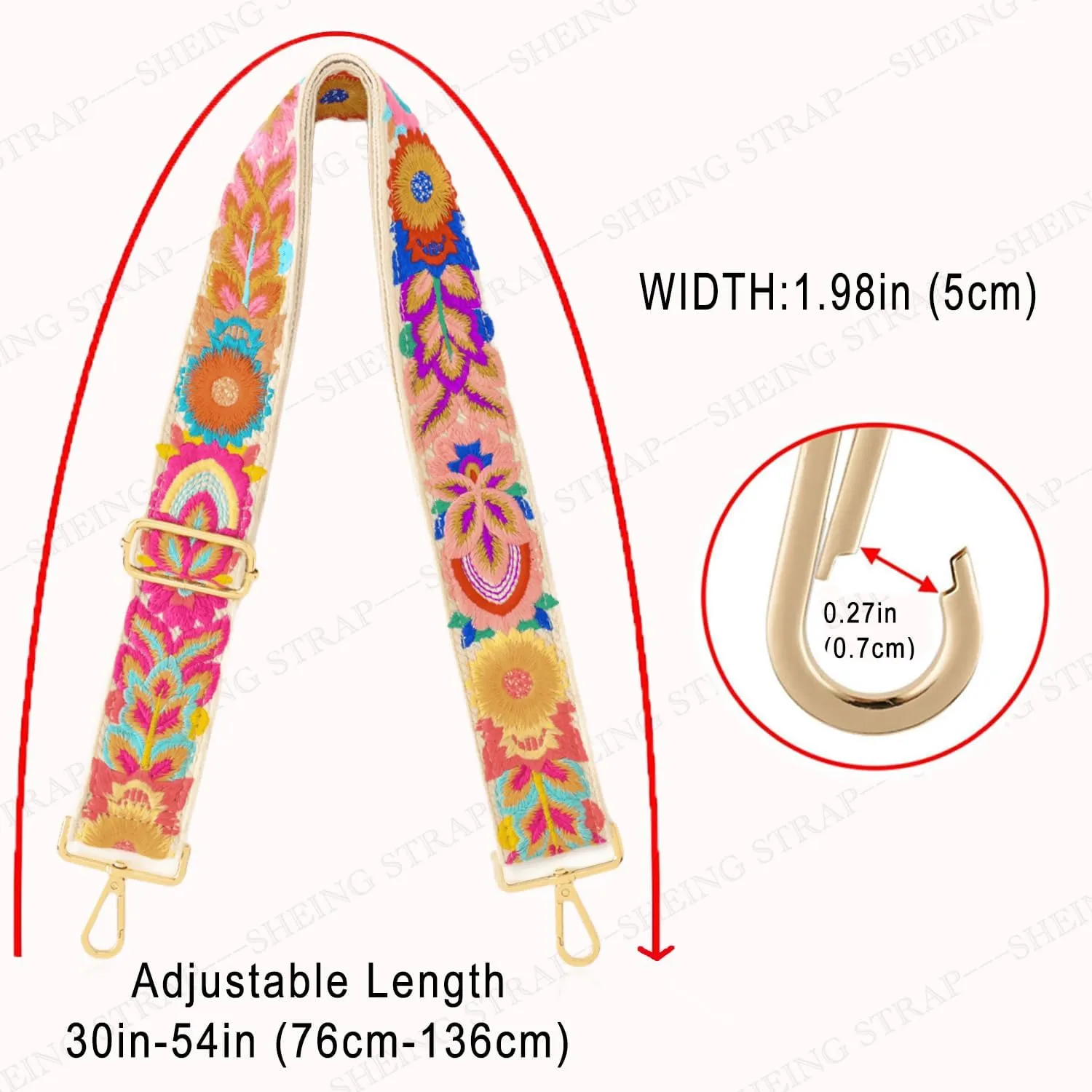 Purse Strap Replacement Crossbody Handbag Wide Shoulder Strap Adjustable