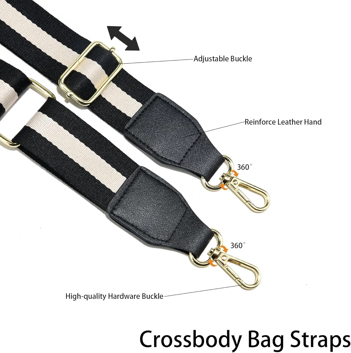 Purse Strap Wide Replacement Crossbody Bag Straps, 1.5" Canvas Handbag Shoulder Strap, Adjustable Tote Belt（Gold Hardware