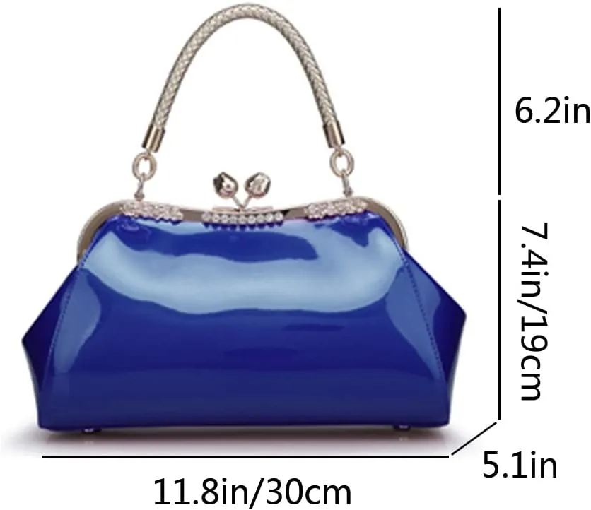 Purse Tote Glossy Satchel for Women Patent Leather Wedding Top Handle Shoulder Bag Clutch