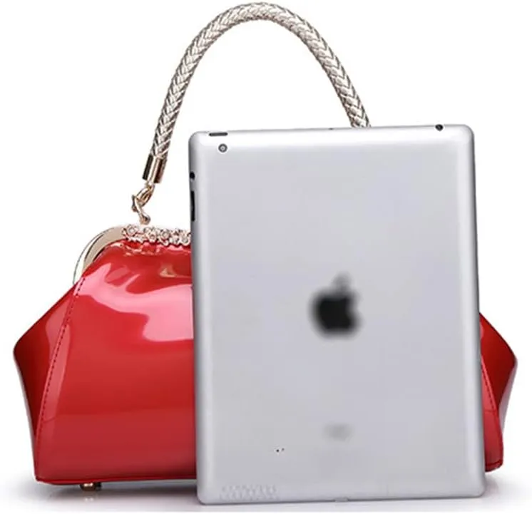 Purse Tote Glossy Satchel for Women Patent Leather Wedding Top Handle Shoulder Bag Clutch