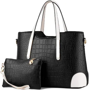 Purses and Handbags for Women Leather Tote Fashion Ladies Shoulder Bags Top-Handle Bags Crossbody Bags 2Pcs Set Navy