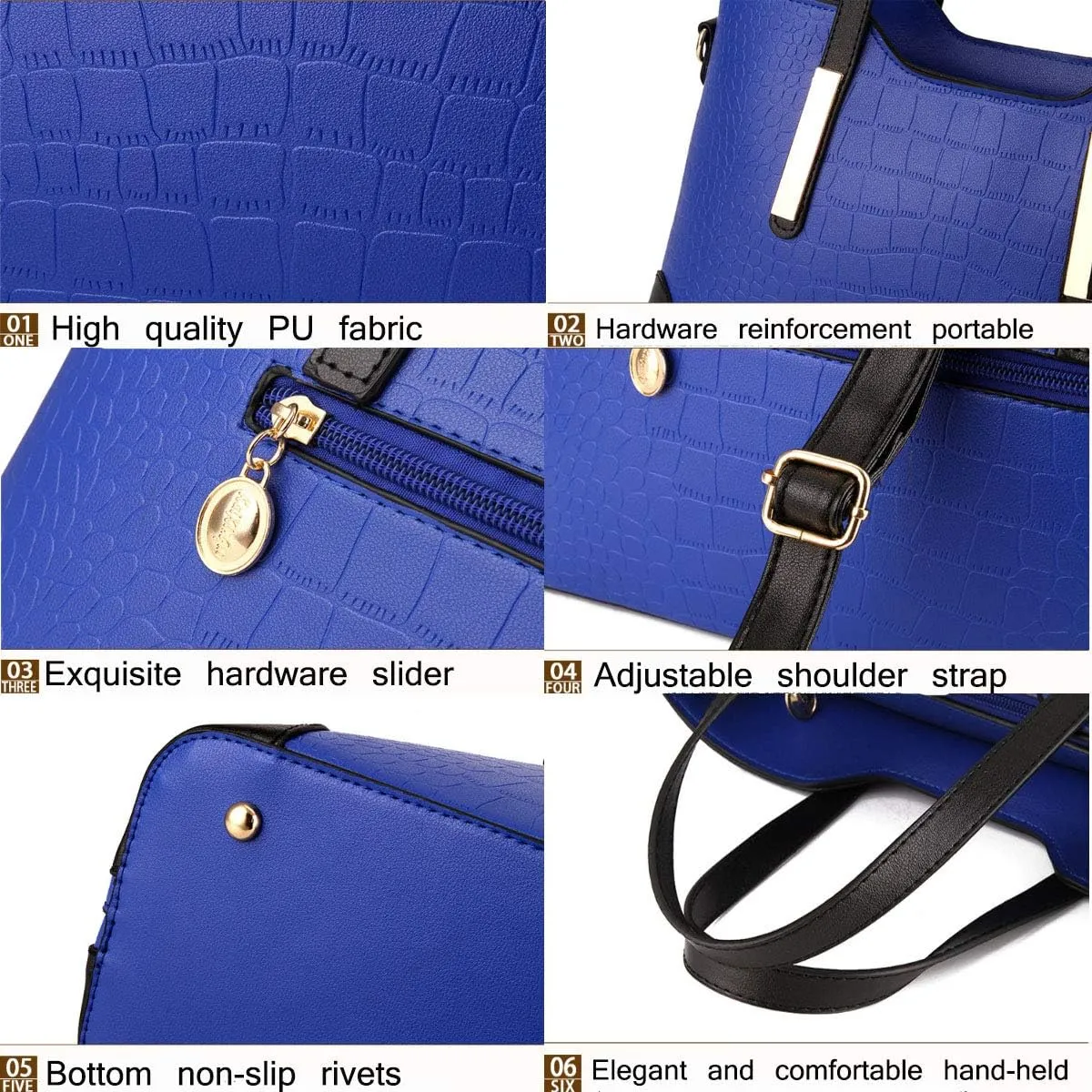 Purses and Handbags for Women Leather Tote Fashion Ladies Shoulder Bags Top-Handle Bags Crossbody Bags 2Pcs Set Navy