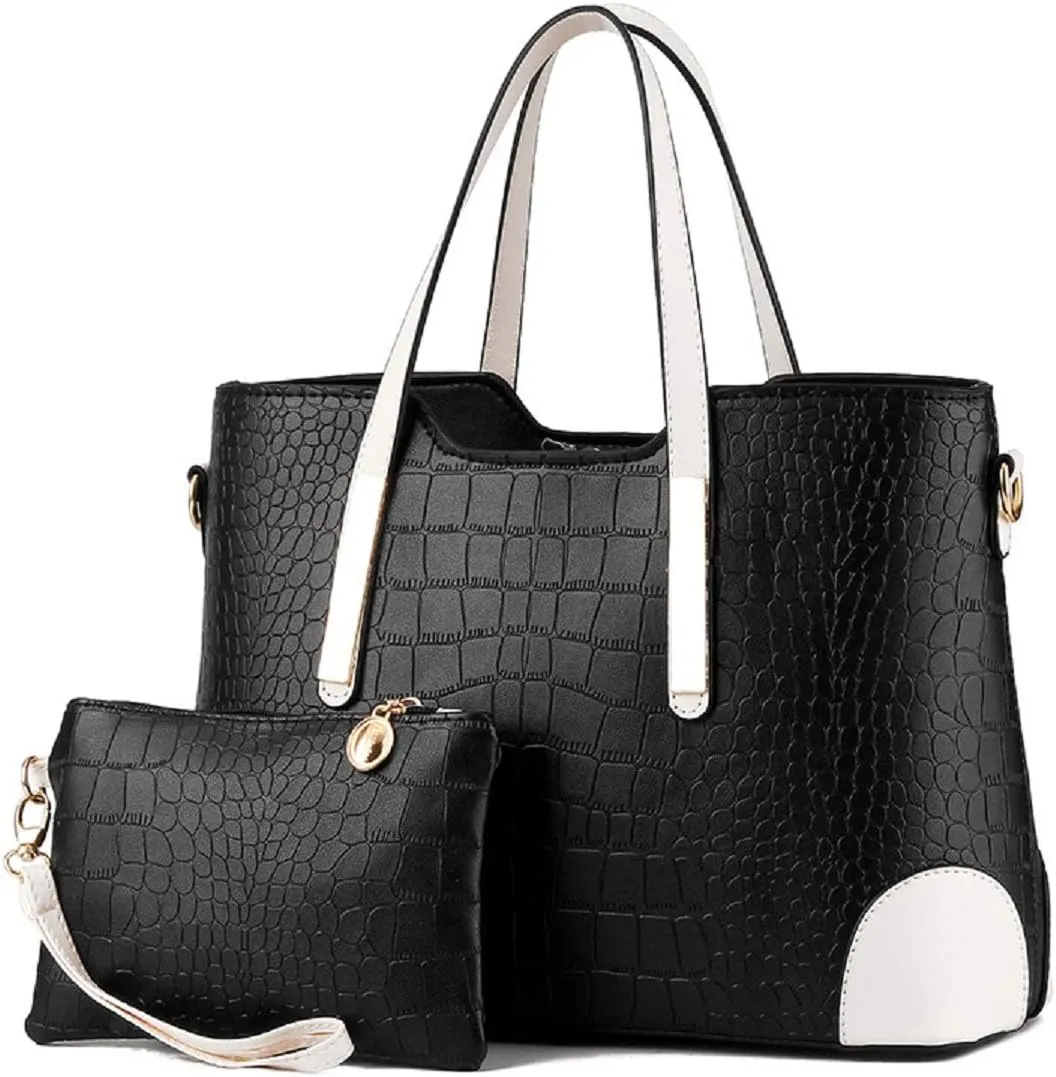 Purses and Handbags for Women Leather Tote Fashion Ladies Shoulder Bags Top-Handle Bags Crossbody Bags 2Pcs Set Navy