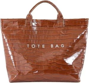 PVC Tote Bag for Women,Snake Skin Print Purse Large Work Tote Bag Clear Plastic Kraft Paper Hobo Bag with Top-Handle