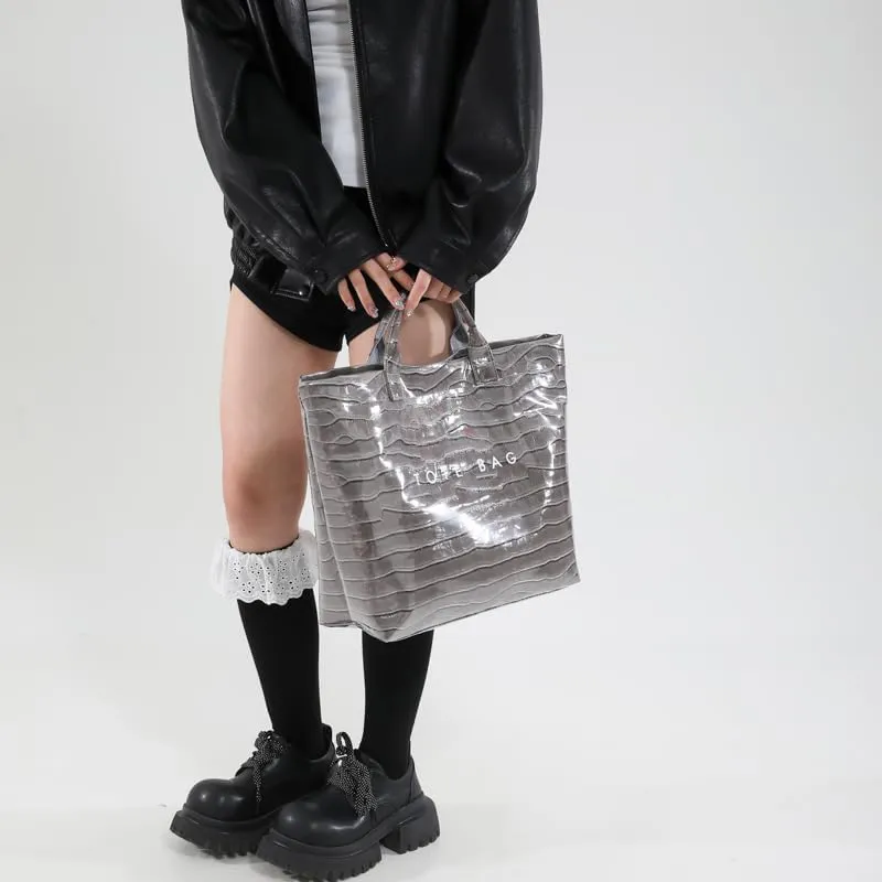 PVC Tote Bag for Women,Snake Skin Print Purse Large Work Tote Bag Clear Plastic Kraft Paper Hobo Bag with Top-Handle