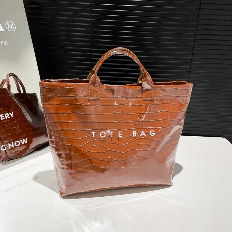 PVC Tote Bag for Women,Snake Skin Print Purse Large Work Tote Bag Clear Plastic Kraft Paper Hobo Bag with Top-Handle