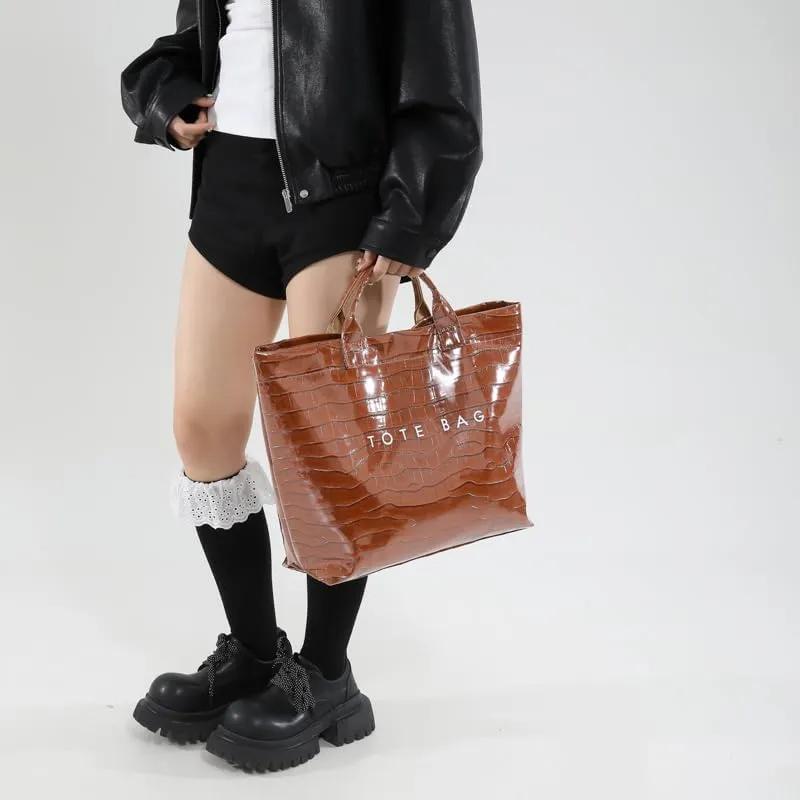 PVC Tote Bag for Women,Snake Skin Print Purse Large Work Tote Bag Clear Plastic Kraft Paper Hobo Bag with Top-Handle