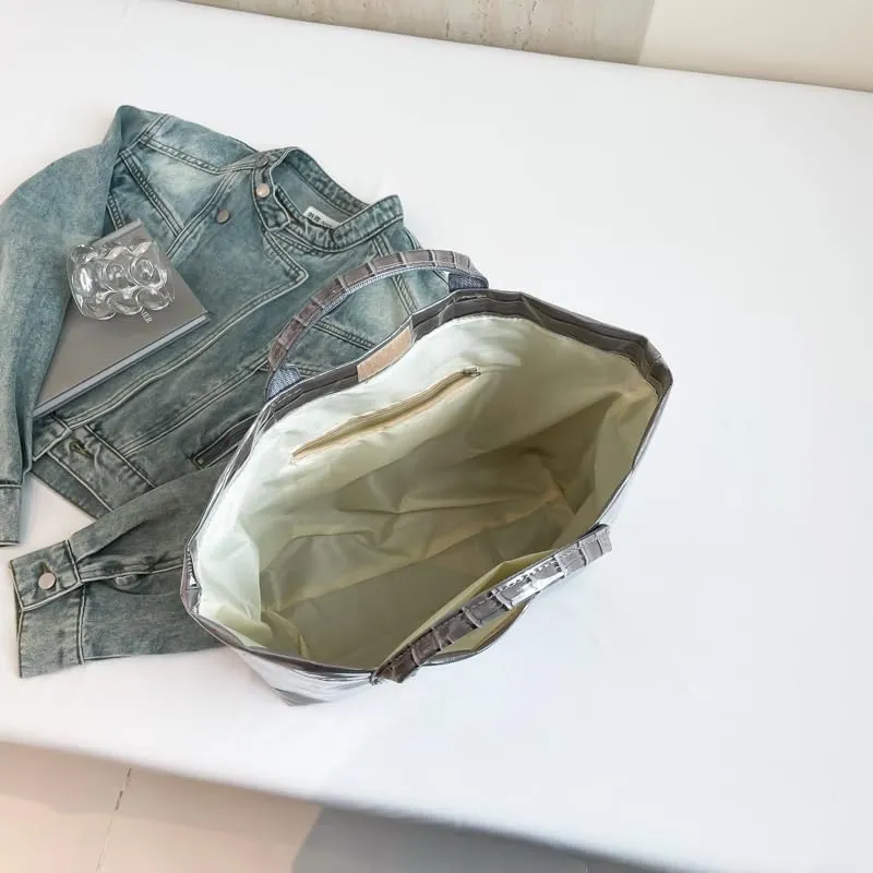 PVC Tote Bag for Women,Snake Skin Print Purse Large Work Tote Bag Clear Plastic Kraft Paper Hobo Bag with Top-Handle