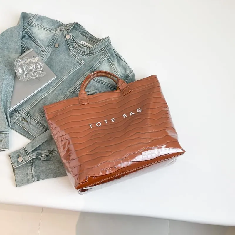 PVC Tote Bag for Women,Snake Skin Print Purse Large Work Tote Bag Clear Plastic Kraft Paper Hobo Bag with Top-Handle