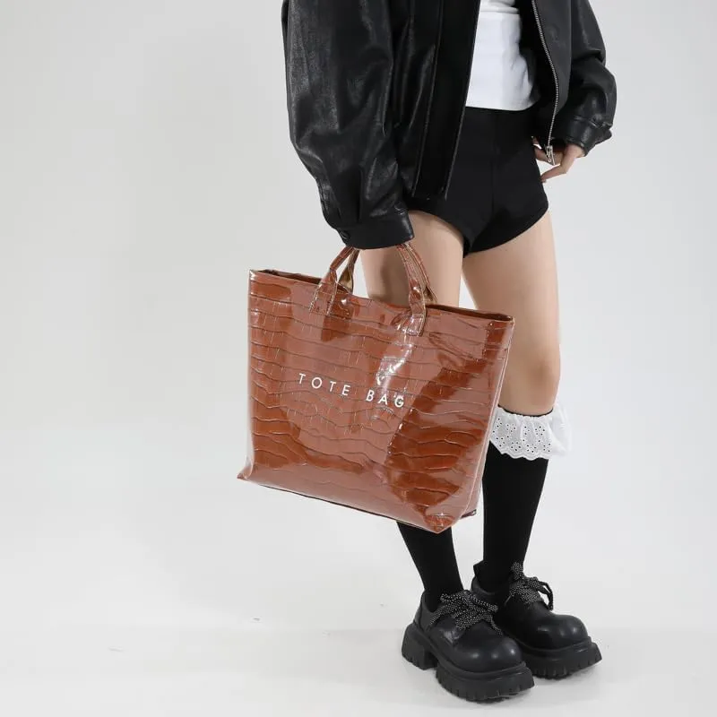 PVC Tote Bag for Women,Snake Skin Print Purse Large Work Tote Bag Clear Plastic Kraft Paper Hobo Bag with Top-Handle