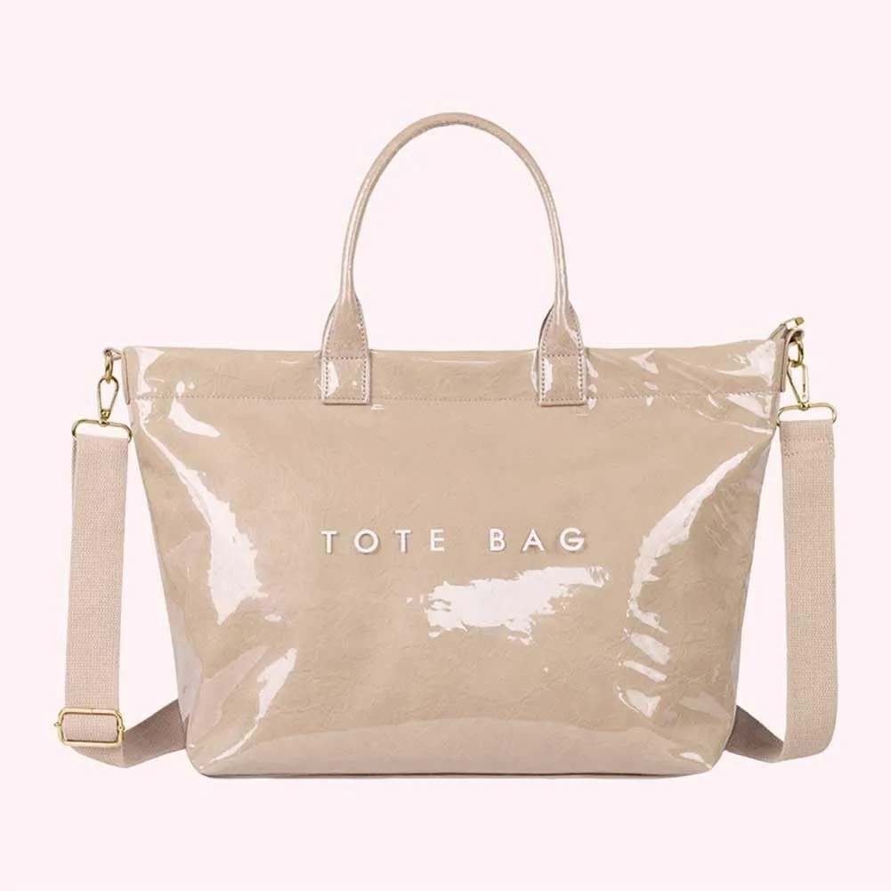 Pvc Tote Bag Large Crossbody Bags For Women Letters Print Top Handle Handbag Trendy Shoulder Purse