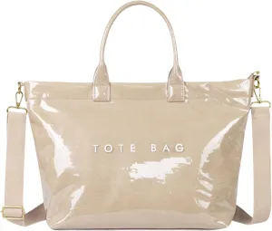 Pvc Tote Bag Large Crossbody Bags For Women Letters Print Top Handle Handbag Trendy Shoulder Purse