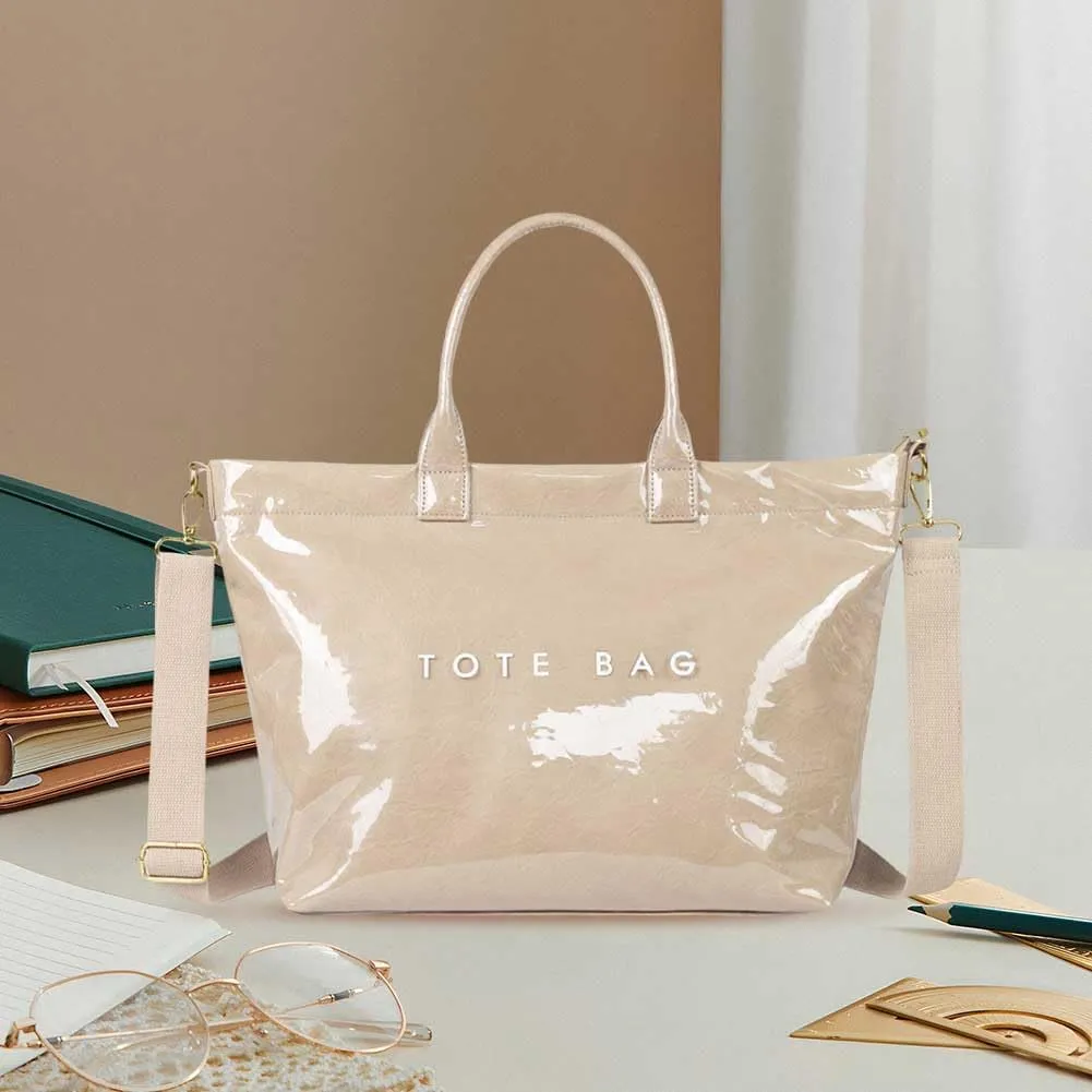 Pvc Tote Bag Large Crossbody Bags For Women Letters Print Top Handle Handbag Trendy Shoulder Purse