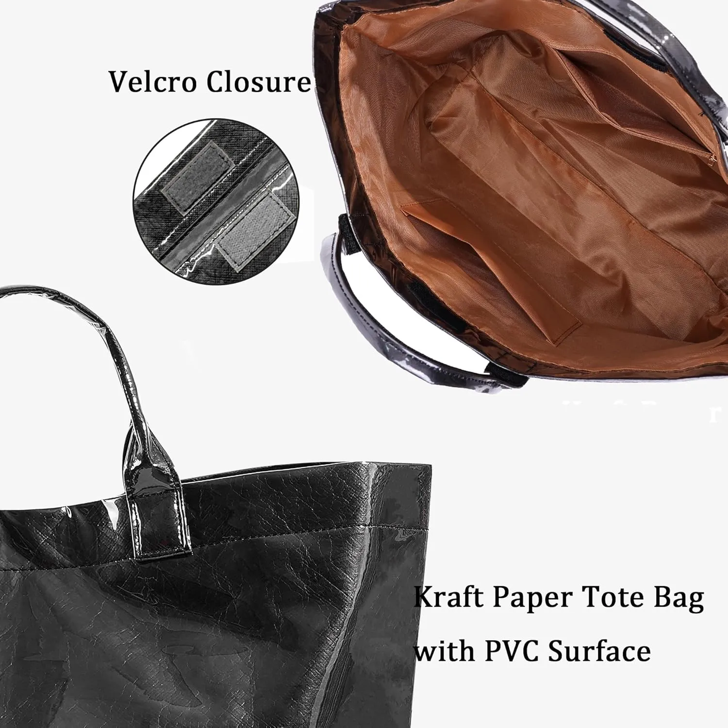 PVC Tote Bag Women's Letters Print Handbags Large Kraft Paper Shoulder Bag Clear Plastic Hobo Bags Top Handle Shopping Bags