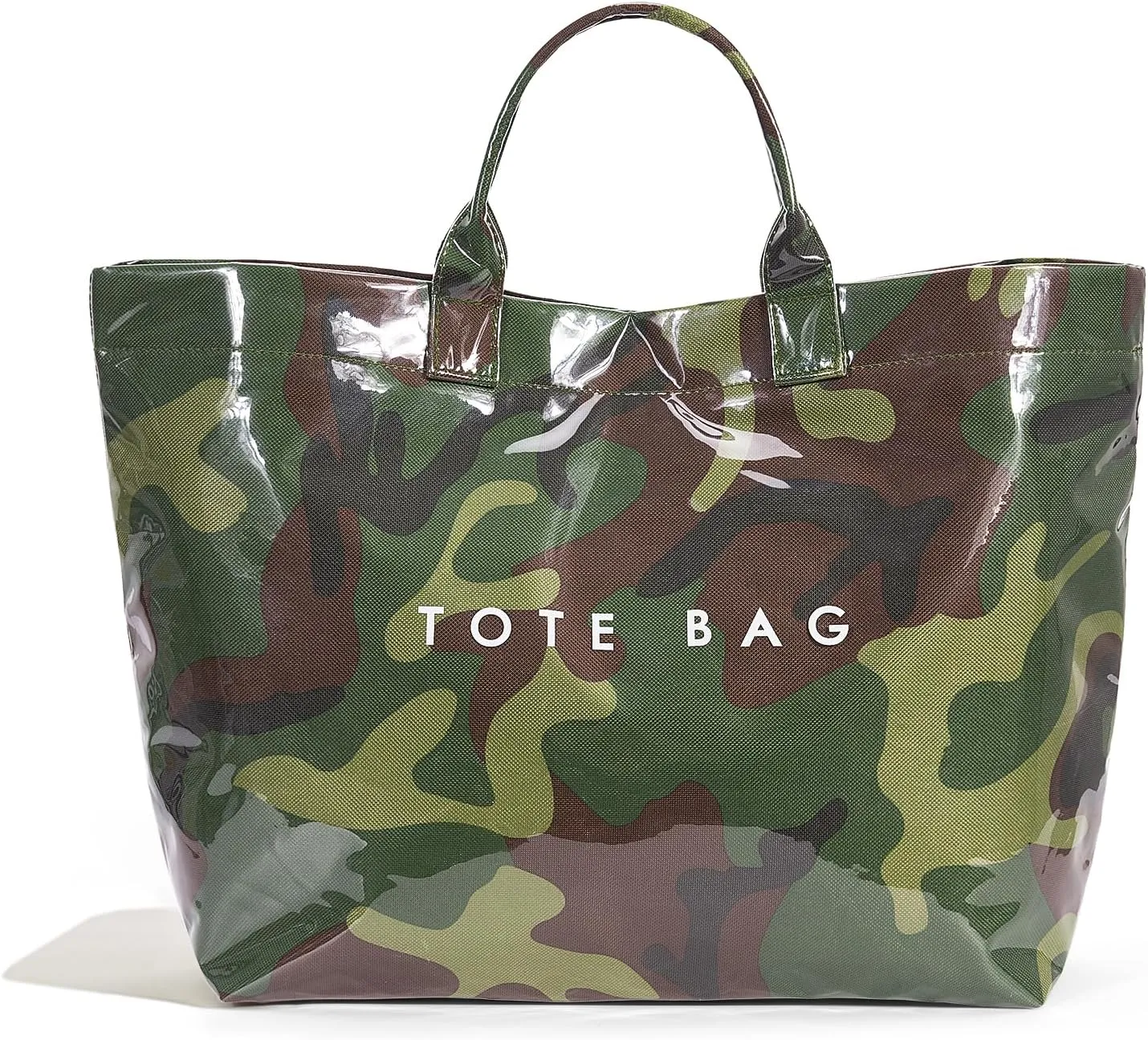 PVC Tote Bag Women's Letters Print Handbags Large Kraft Paper Shoulder Bag Clear Plastic Hobo Bags Top Handle Shopping Bags