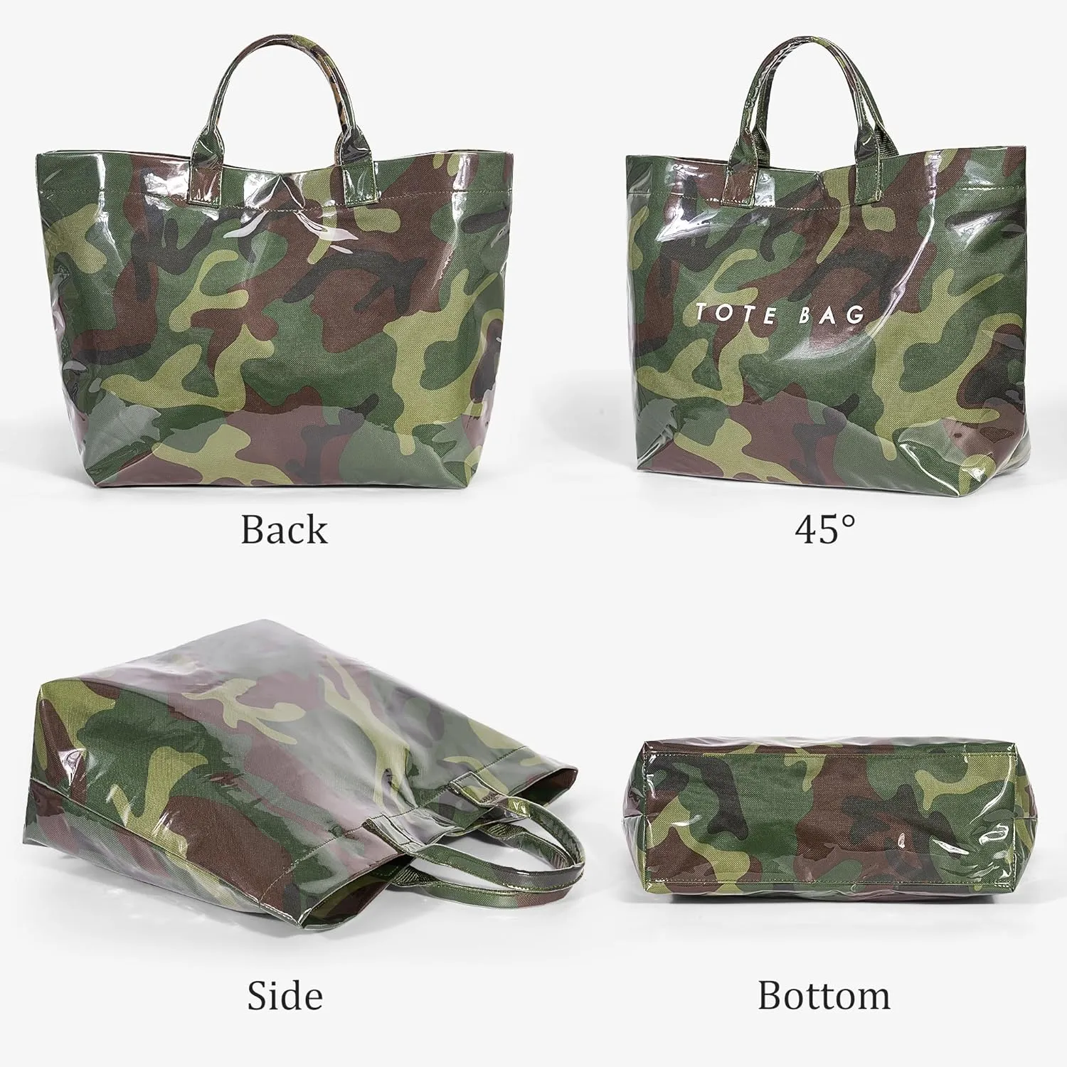 PVC Tote Bag Women's Letters Print Handbags Large Kraft Paper Shoulder Bag Clear Plastic Hobo Bags Top Handle Shopping Bags