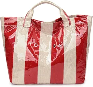 PVC Tote Bag Women's Letters Print Handbags Large Kraft Paper Shoulder Bag Clear Plastic Hobo Bags Top Handle Shopping Bags