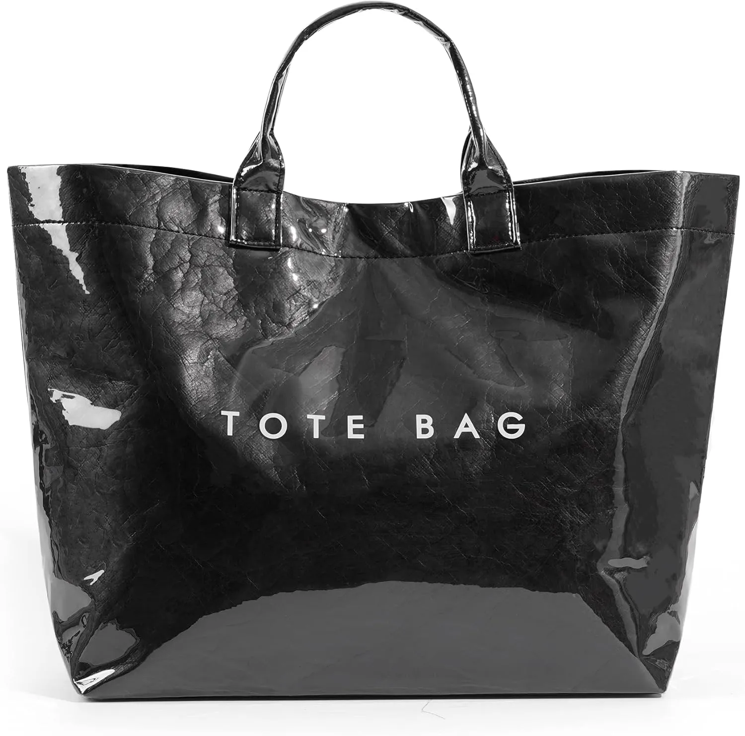 PVC Tote Bag Women's Letters Print Handbags Large Kraft Paper Shoulder Bag Clear Plastic Hobo Bags Top Handle Shopping Bags
