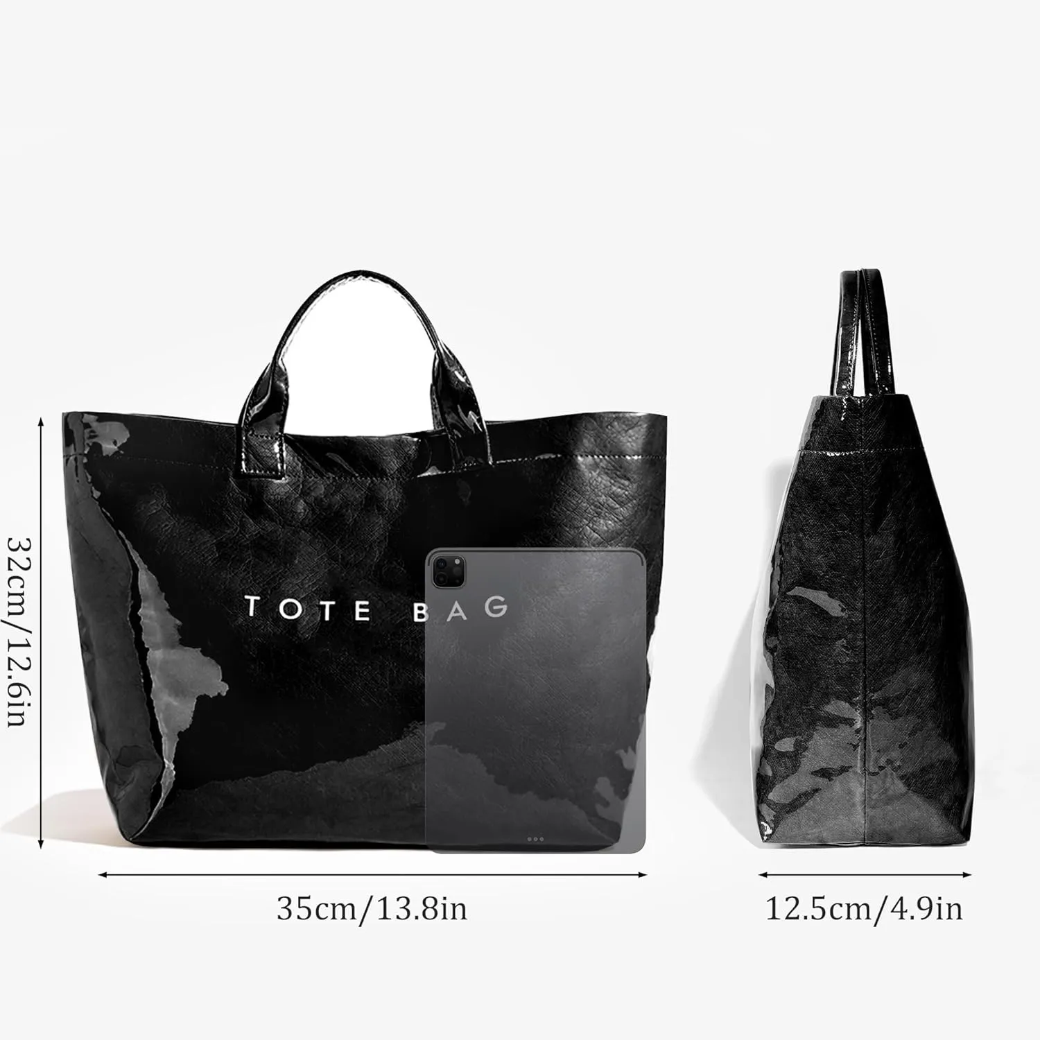 PVC Tote Bag Women's Letters Print Handbags Large Kraft Paper Shoulder Bag Clear Plastic Hobo Bags Top Handle Shopping Bags