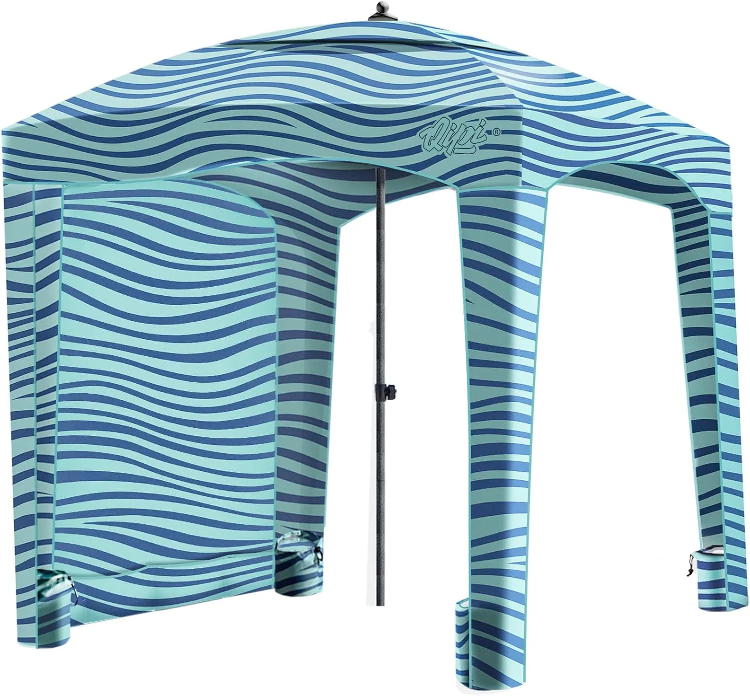 Qipi Beach Cabana - Easy to Set Up Canopy, Waterproof, Portable 6' x 6' Beach Shelter, Included Side Wall, Shade with UPF 50  UV Protection, Ultimate Sun Umbrella - for Kids, Family & Friends