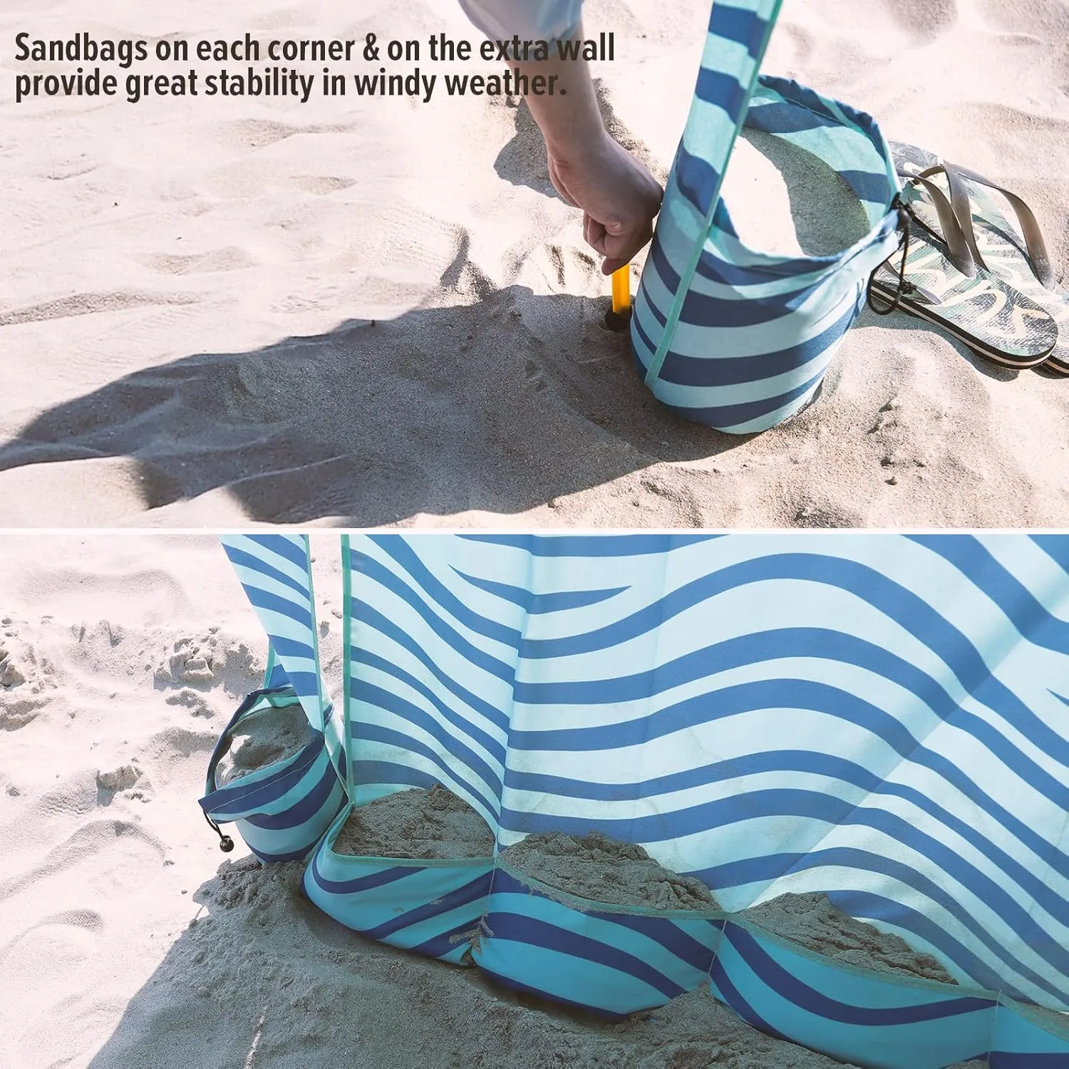 Qipi Beach Cabana - Easy to Set Up Canopy, Waterproof, Portable 6' x 6' Beach Shelter, Included Side Wall, Shade with UPF 50  UV Protection, Ultimate Sun Umbrella - for Kids, Family & Friends