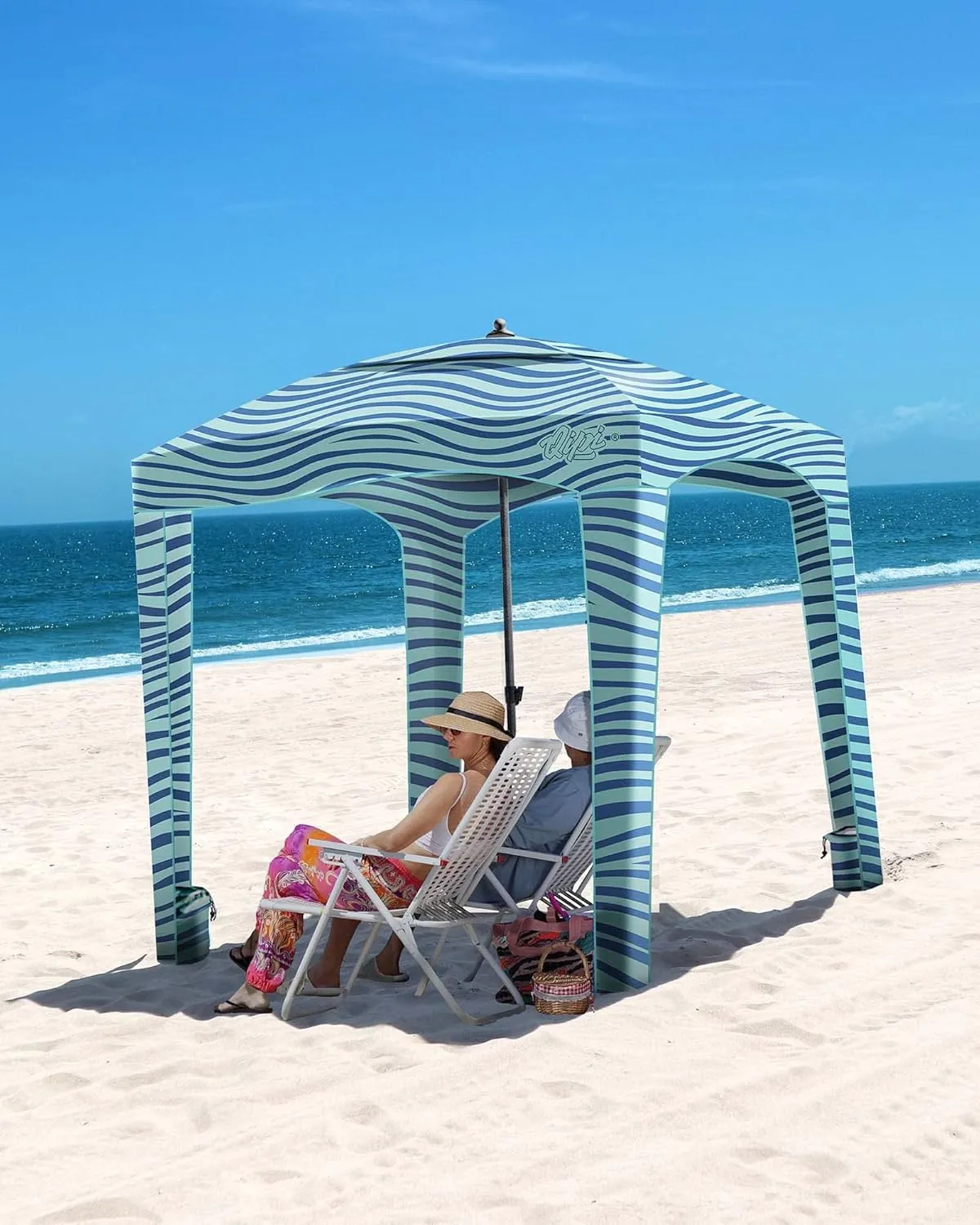 Qipi Beach Cabana - Easy to Set Up Canopy, Waterproof, Portable 6' x 6' Beach Shelter, Included Side Wall, Shade with UPF 50  UV Protection, Ultimate Sun Umbrella - for Kids, Family & Friends